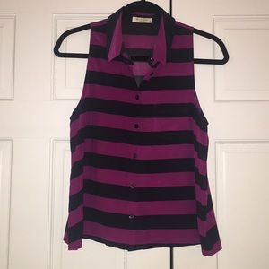 Equipment sleeveless collard silk shirt